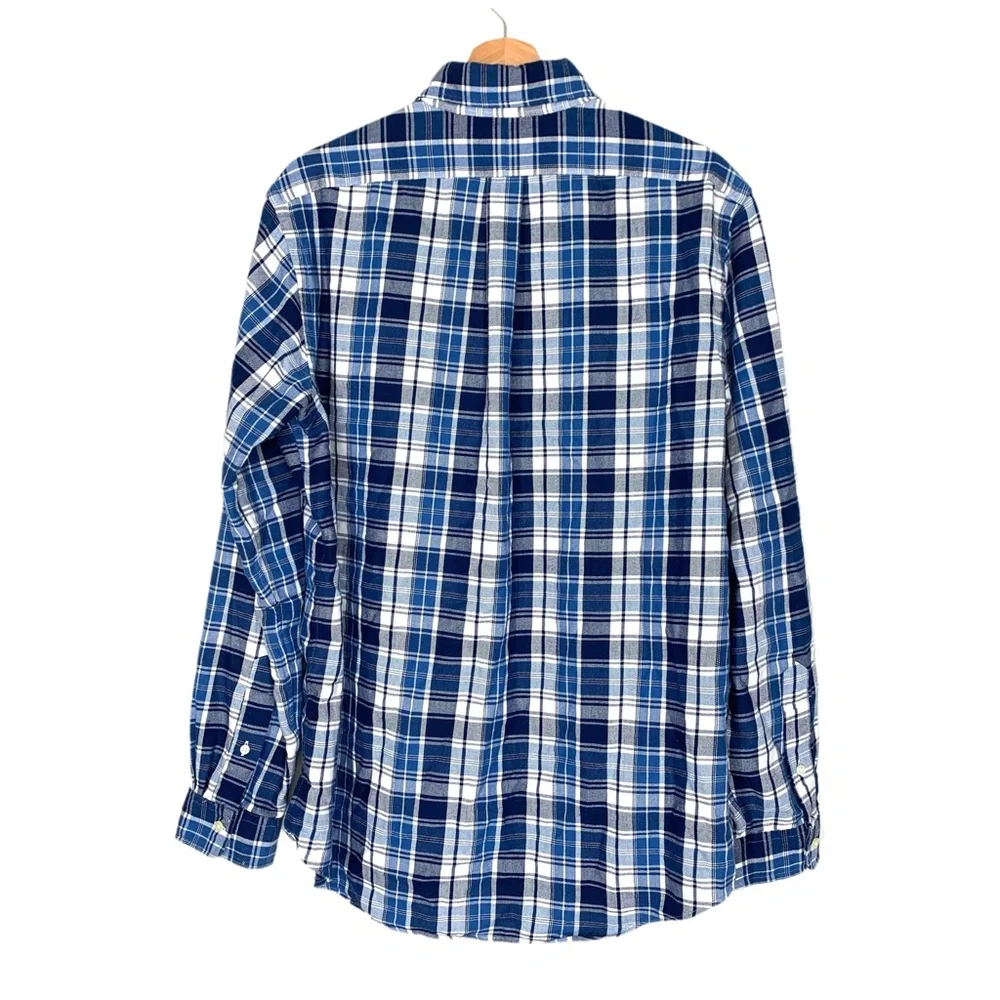 Polo Ralph Lauren Button Down Flannel Shirt Classic Fit Performance Blue Plaid - Picture 3 of 15